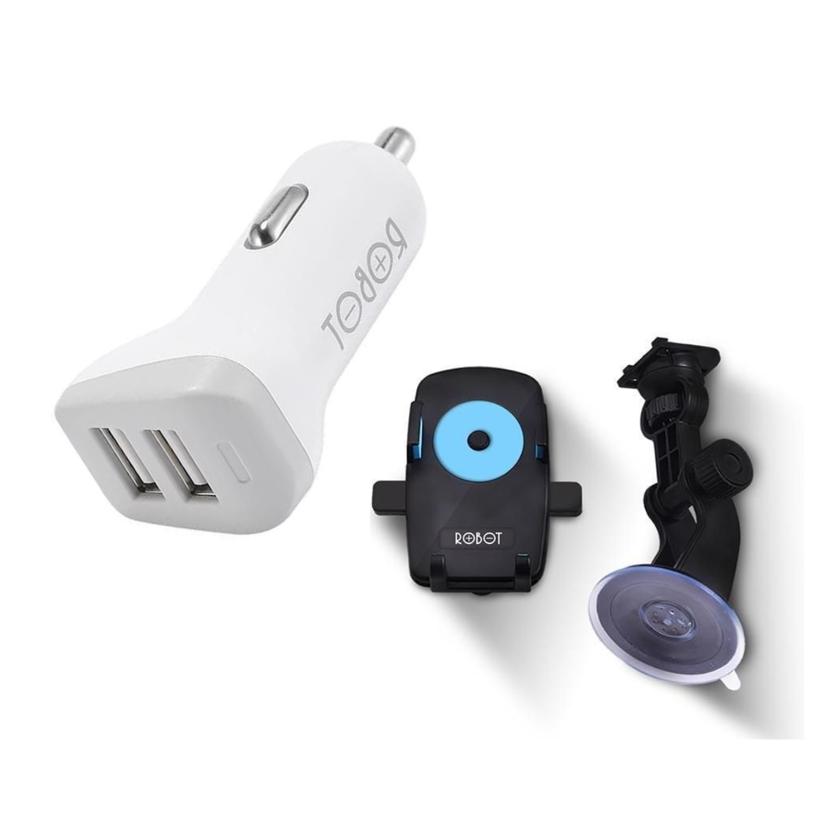 Bundling ROBOT RT-C06 Car Charger + RT-CH01 Car Holder